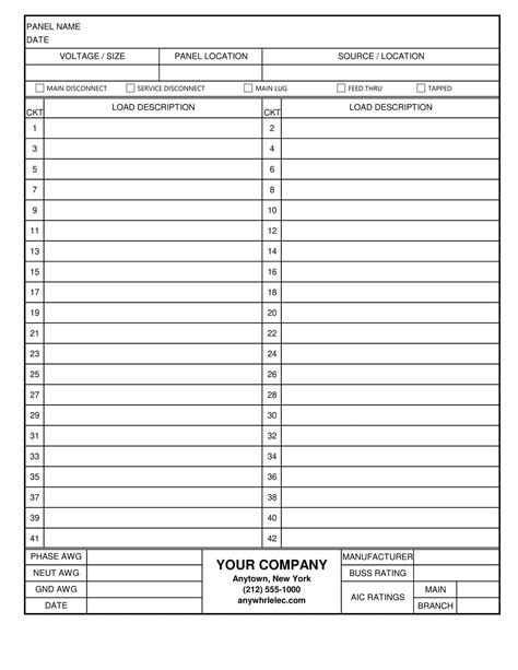 electrical boxing templates|42 Fillable Panel Schedule Templates (Excel & Word).